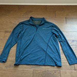 Orvis Mens Quarter Zip Pullover Large Blue Polyester Blend Light Weight Outdoor